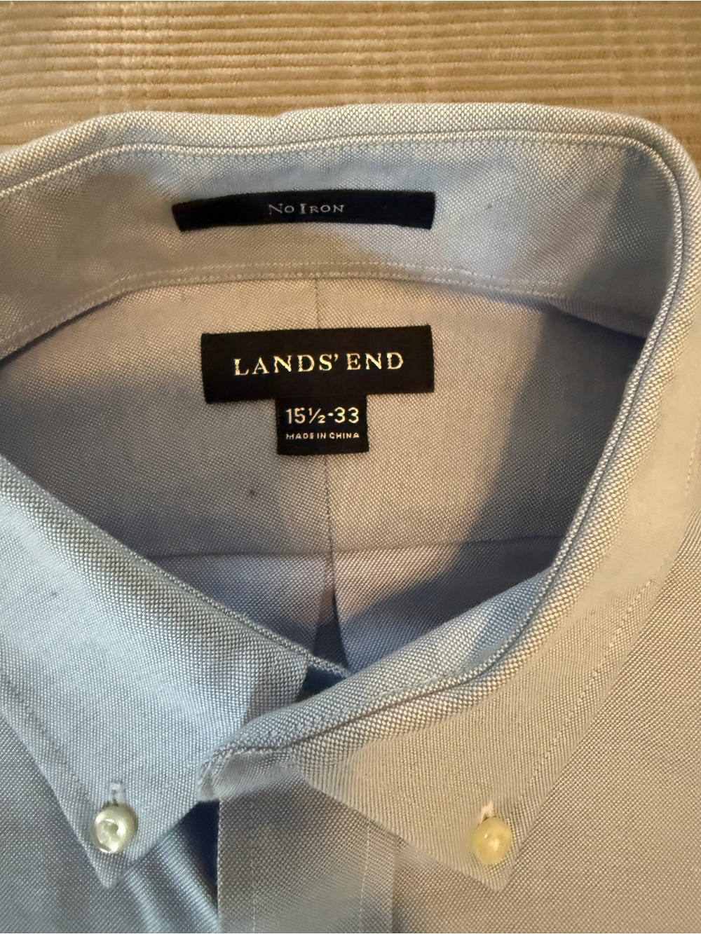 Lands’ End No Iron Oxford Button-Down Shirt | Men’s 15.5 x 33 Classic Fit - Picture 5 of 11